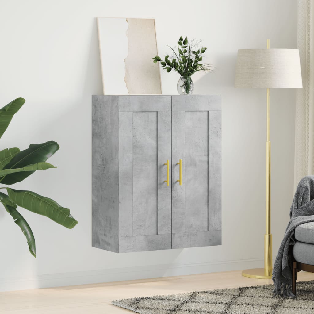 vidaXL Dulap pe perete, gri beton, 69,5x34x90 cm, lemn prelucrat