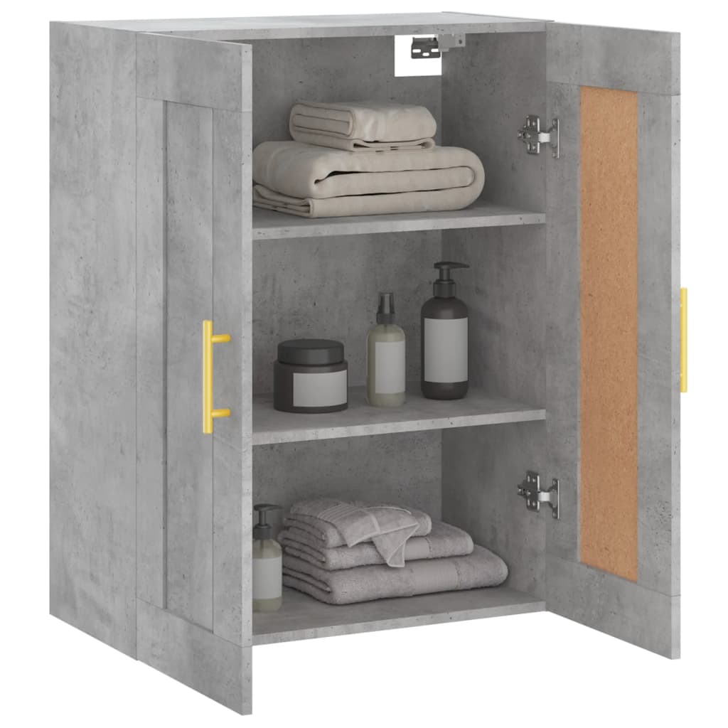 vidaXL Dulap pe perete, gri beton, 69,5x34x90 cm, lemn prelucrat
