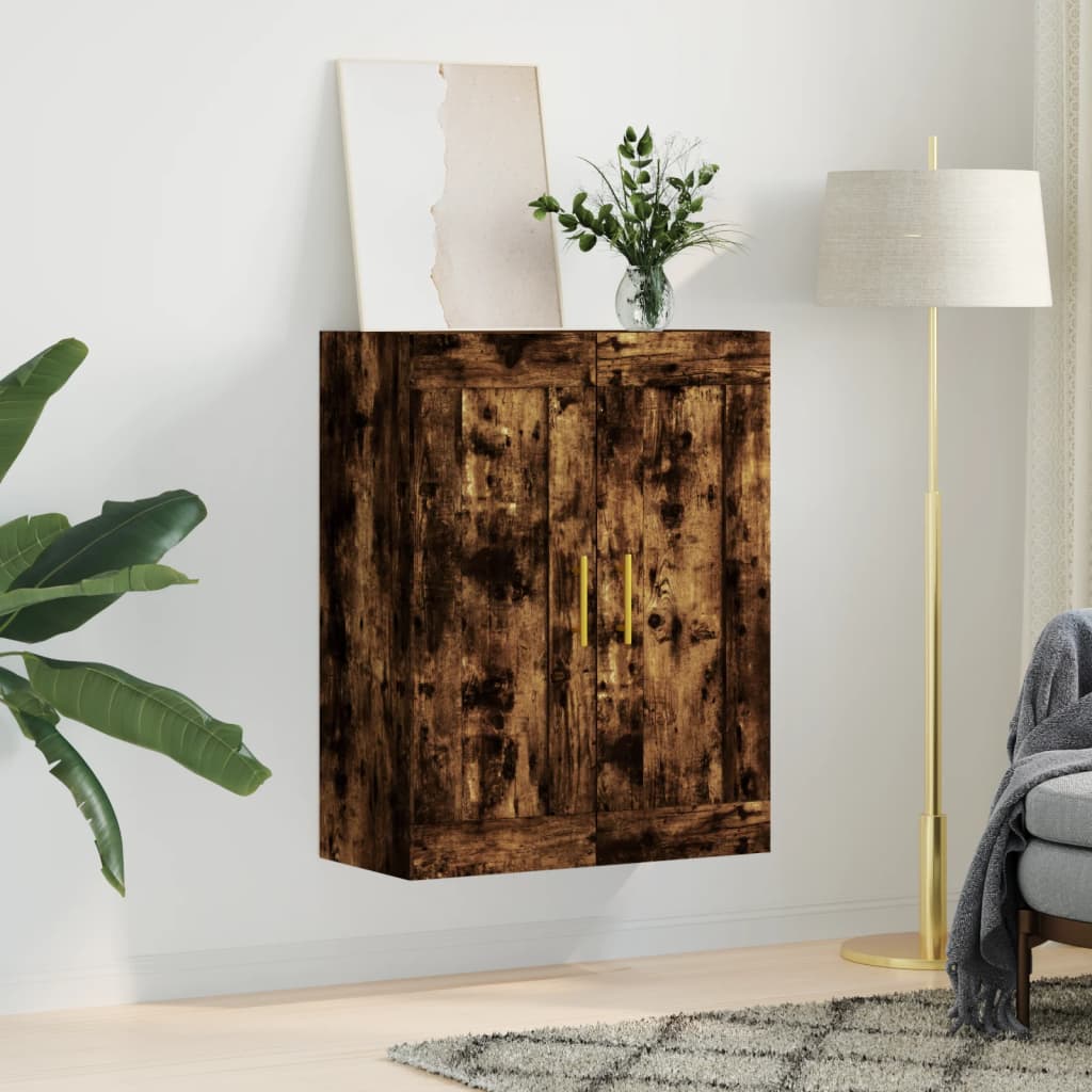 vidaXL Dulap pe perete, stejar afumat, 69,5x34x90 cm, lemn prelucrat