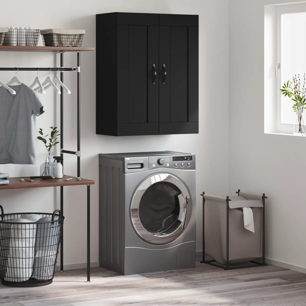 vidaXL Dulap montat pe perete, negru, 69,5x34x90 cm, lemn prelucrat