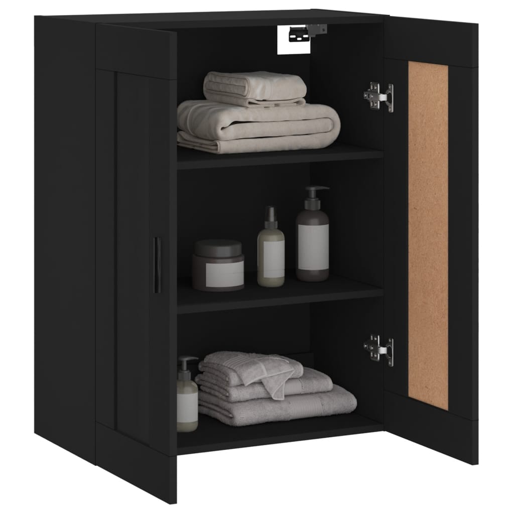 vidaXL Dulap montat pe perete, negru, 69,5x34x90 cm, lemn prelucrat