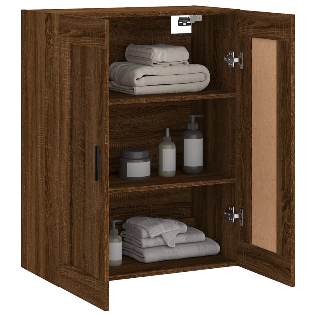 vidaXL Dulap pe perete, stejar maro, 69,5x34x90 cm, lemn prelucrat