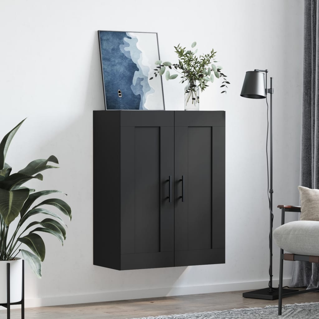 vidaXL Dulap montat pe perete, negru, 69,5x34x90 cm, lemn prelucrat