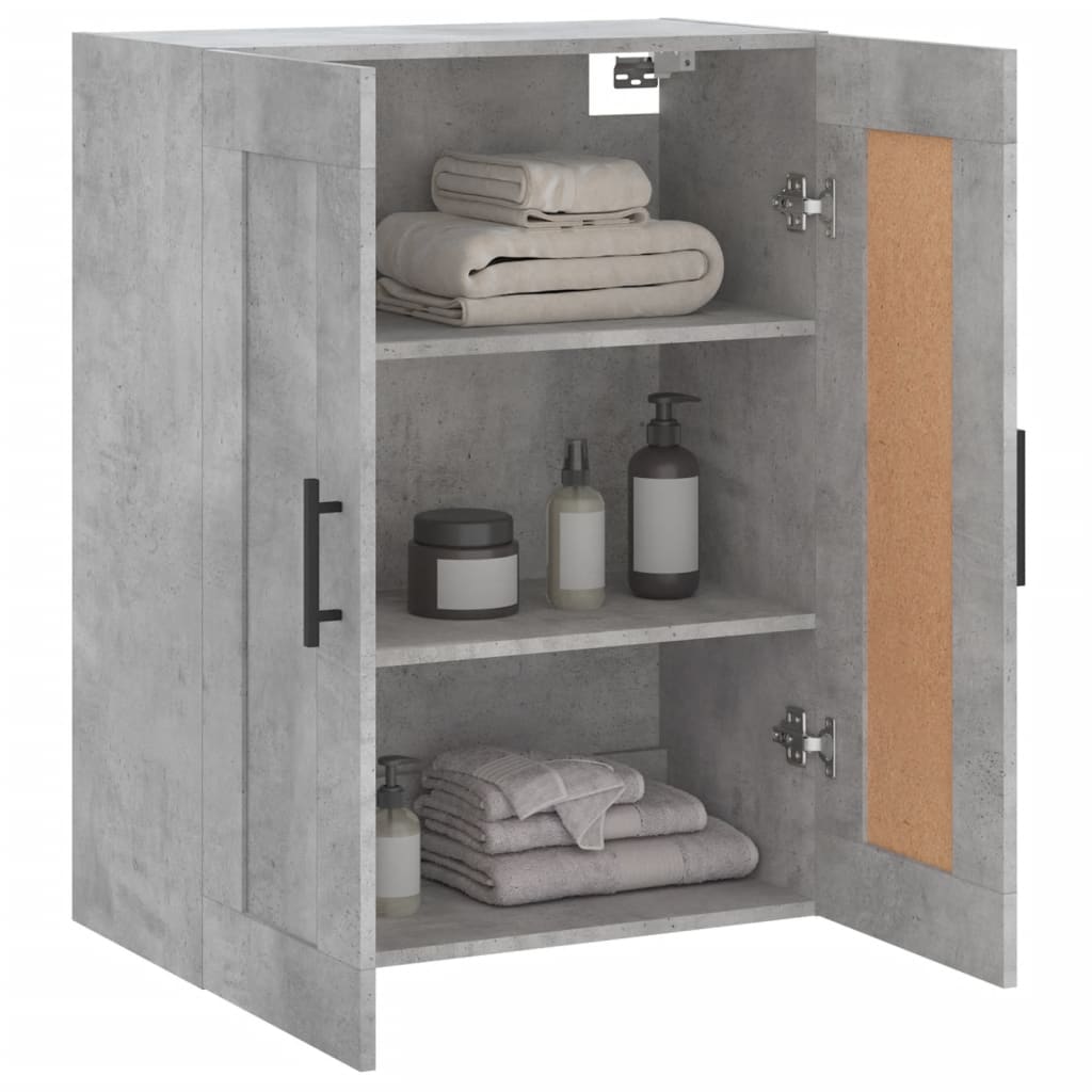vidaXL Dulap pe perete, gri beton, 69,5x34x90 cm, lemn prelucrat