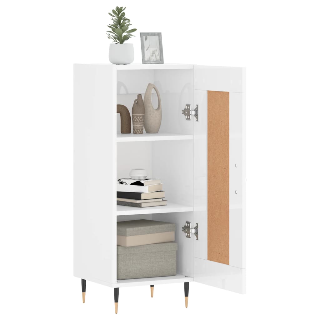 vidaXL Servantă, alb extralucios, 34,5x34x90 cm, lemn compozit vidaXL Servantă, alb extralucios, 34,5x34x90 cm, lemn compozit