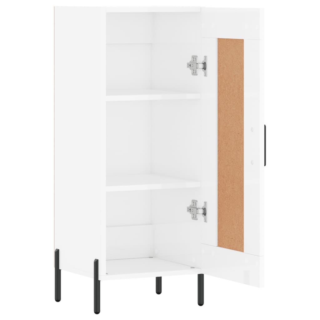 vidaXL Servantă, alb extralucios, 34,5x34x90 cm, lemn compozit