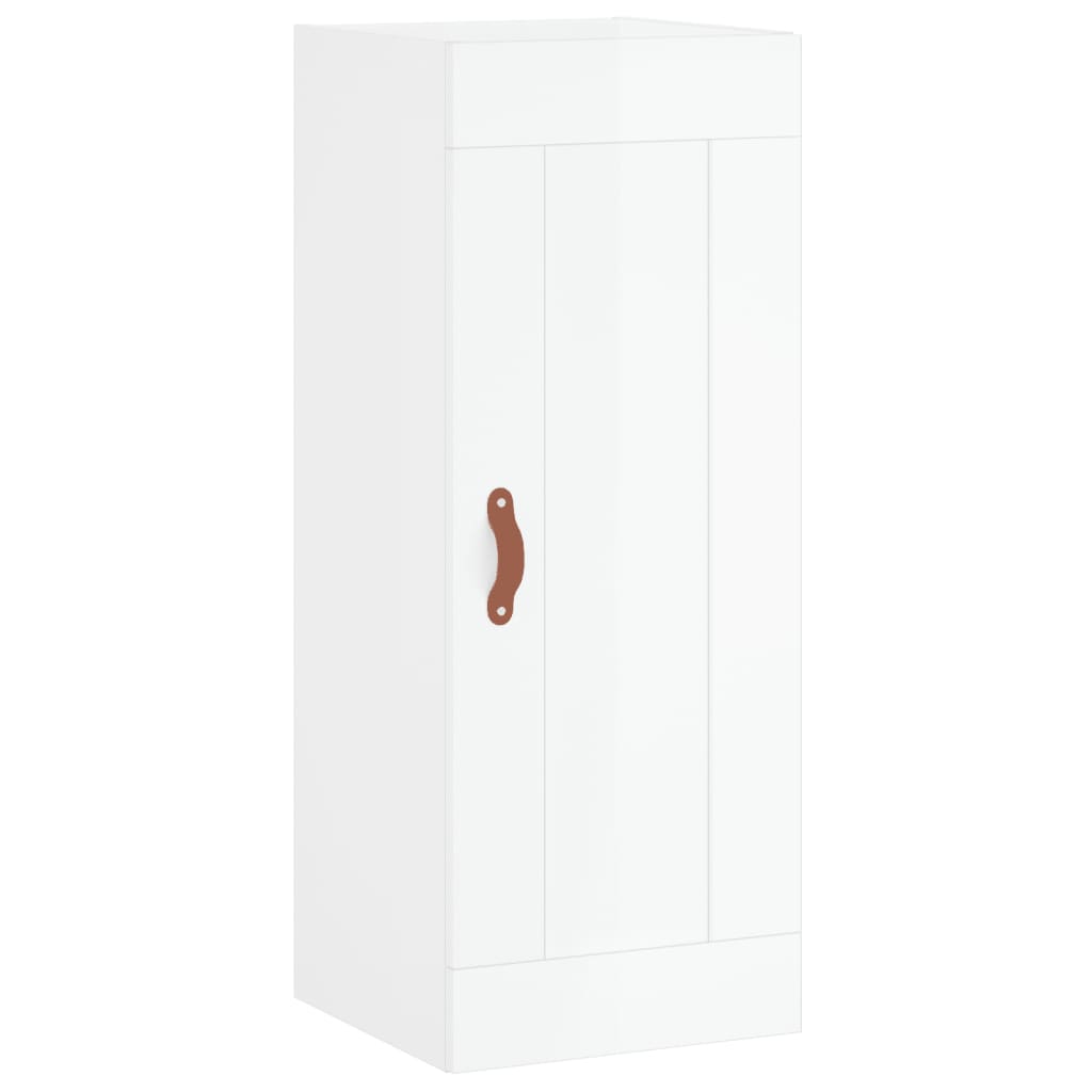 vidaXL Dulap de perete, alb extralucios, 34,5x34x90 cm, lemn prelucrat