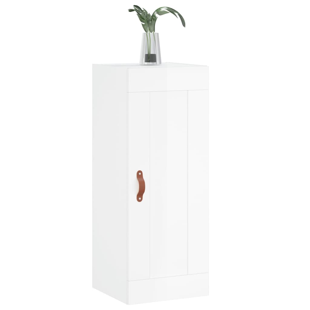 vidaXL Dulap de perete, alb extralucios, 34,5x34x90 cm, lemn prelucrat