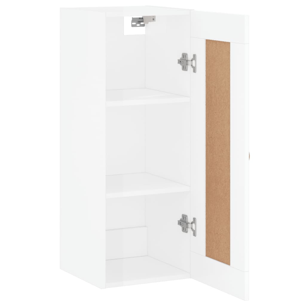 vidaXL Dulap de perete, alb extralucios, 34,5x34x90 cm, lemn prelucrat