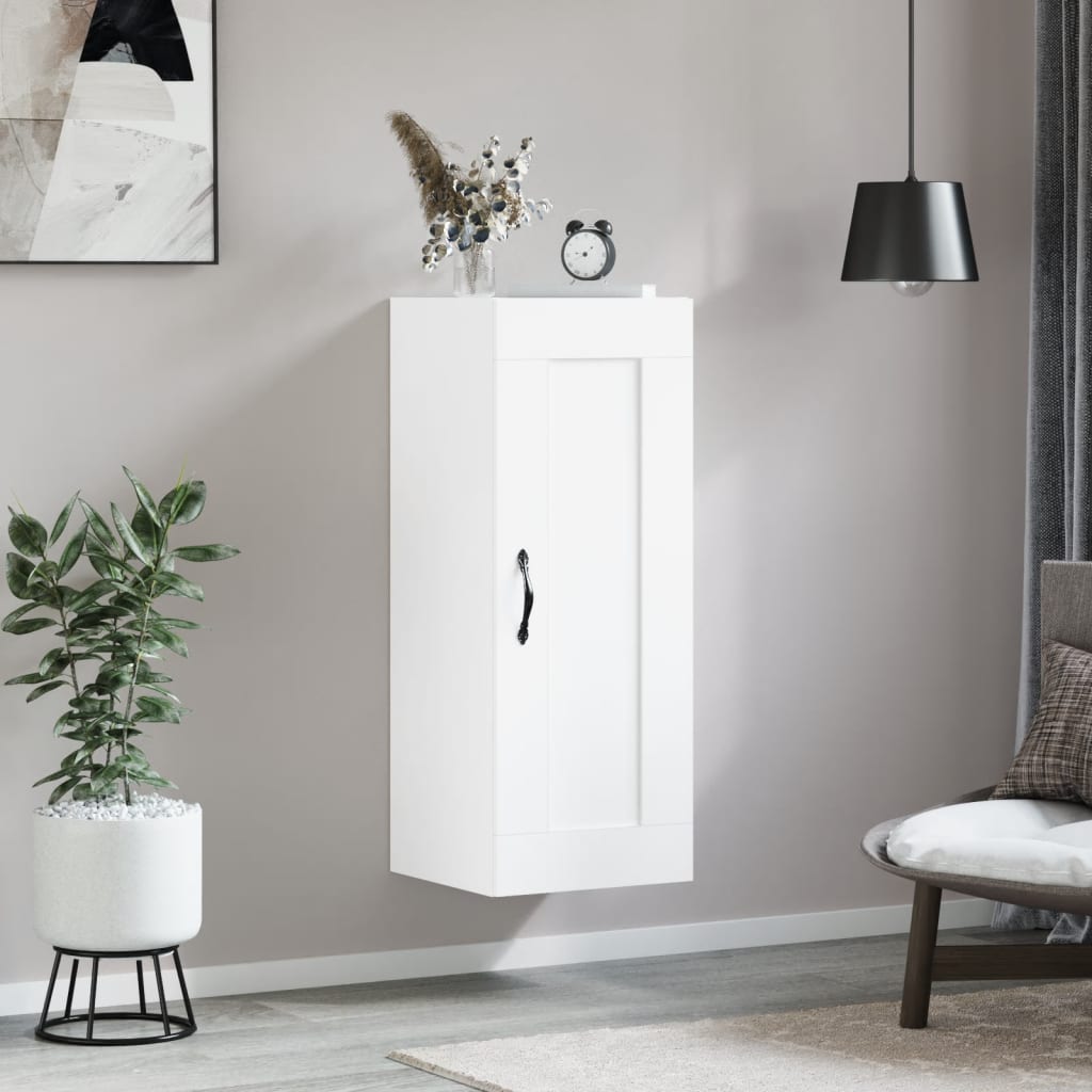 vidaXL Dulap de perete, alb, 34,5x34x90 cm, lemn prelucrat