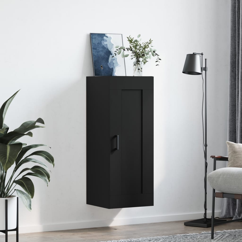 vidaXL Dulap de perete, negru, 34,5x34x90 cm, lemn prelucrat