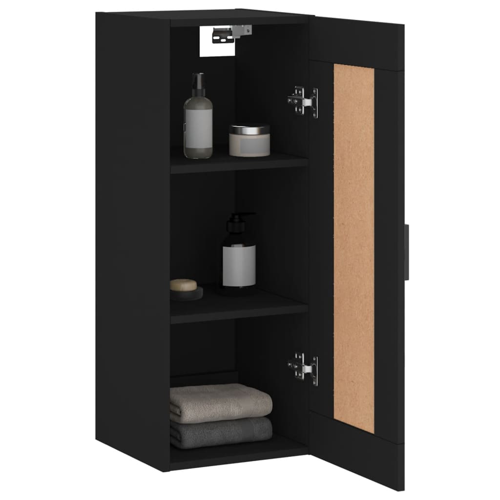 vidaXL Dulap de perete, negru, 34,5x34x90 cm, lemn prelucrat