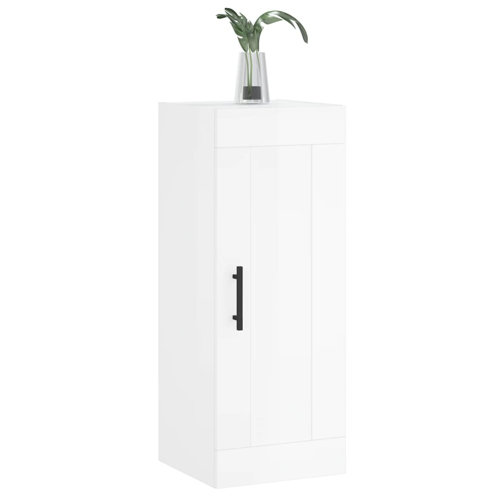 vidaXL Dulap de perete, alb extralucios, 34,5x34x90 cm, lemn prelucrat