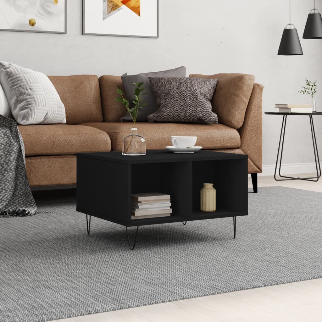 vidaXL Măsuță de cafea, negru, 60x50x36,5 cm, lemn compozit vidaXL Măsuță de cafea, negru, 60x50x36,5 cm, lemn compozit