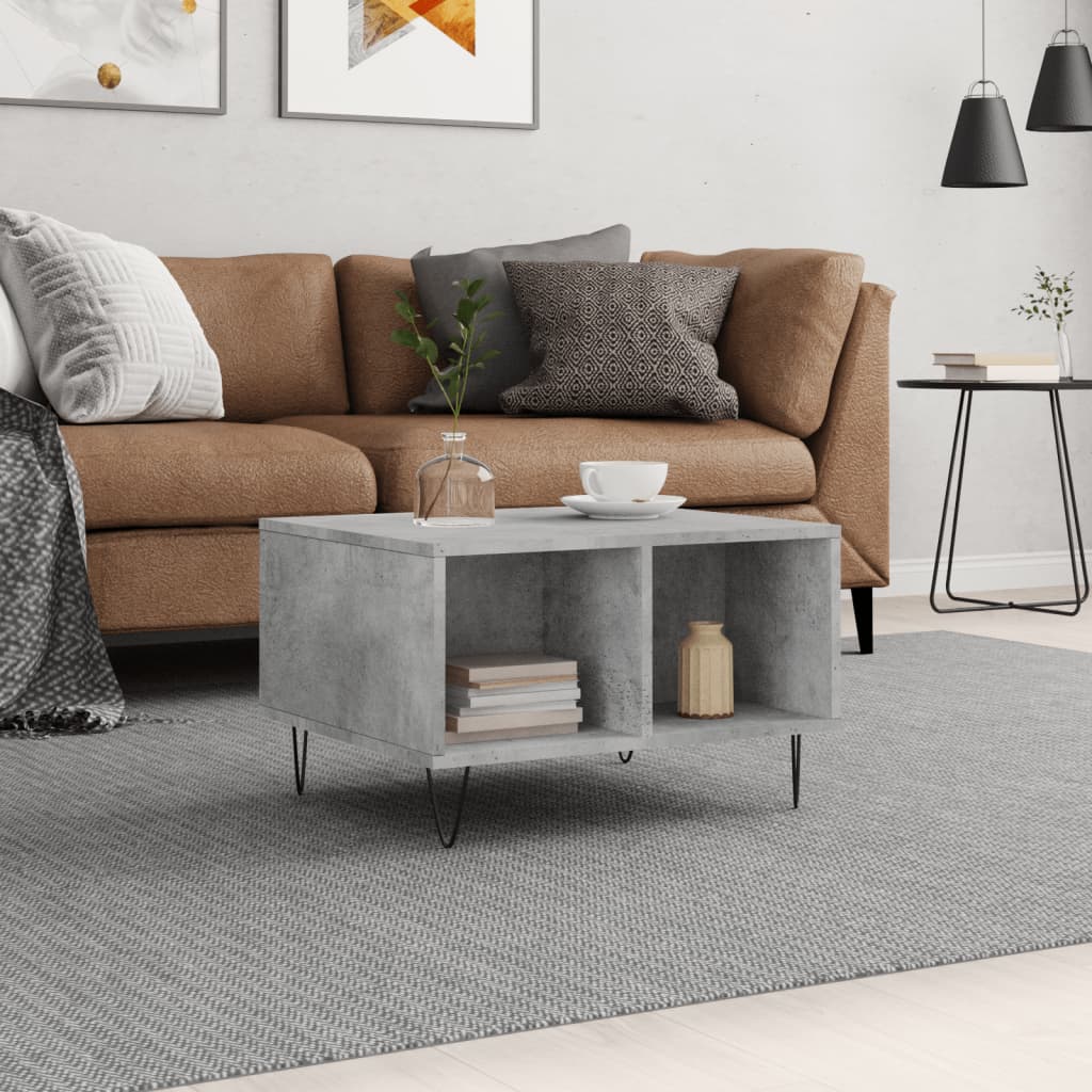 vidaXL Măsuță de cafea, gri beton, 60x50x36,5 cm, lemn compozit vidaXL Măsuță de cafea, gri beton, 60x50x36,5 cm, lemn compozit