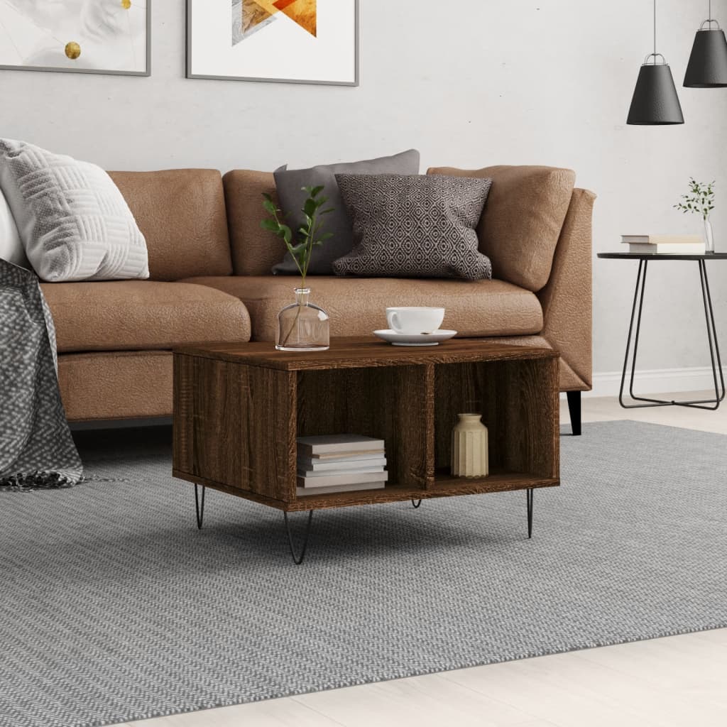 vidaXL Măsuță de cafea, stejar maro, 60x50x36,5 cm, lemn compozit vidaXL Măsuță de cafea, stejar maro, 60x50x36,5 cm, lemn compozit