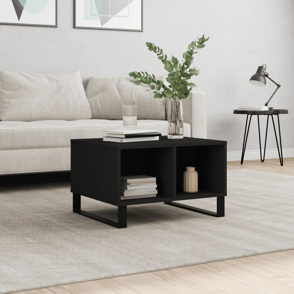 vidaXL Măsuță de cafea, negru, 60x50x36,5 cm, lemn compozit vidaXL Măsuță de cafea, negru, 60x50x36,5 cm, lemn compozit