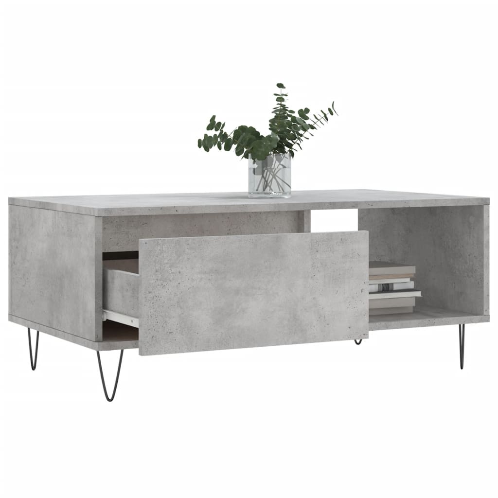 vidaXL Măsuță de cafea, gri beton, 90x50x36,5 cm, lemn compozit
