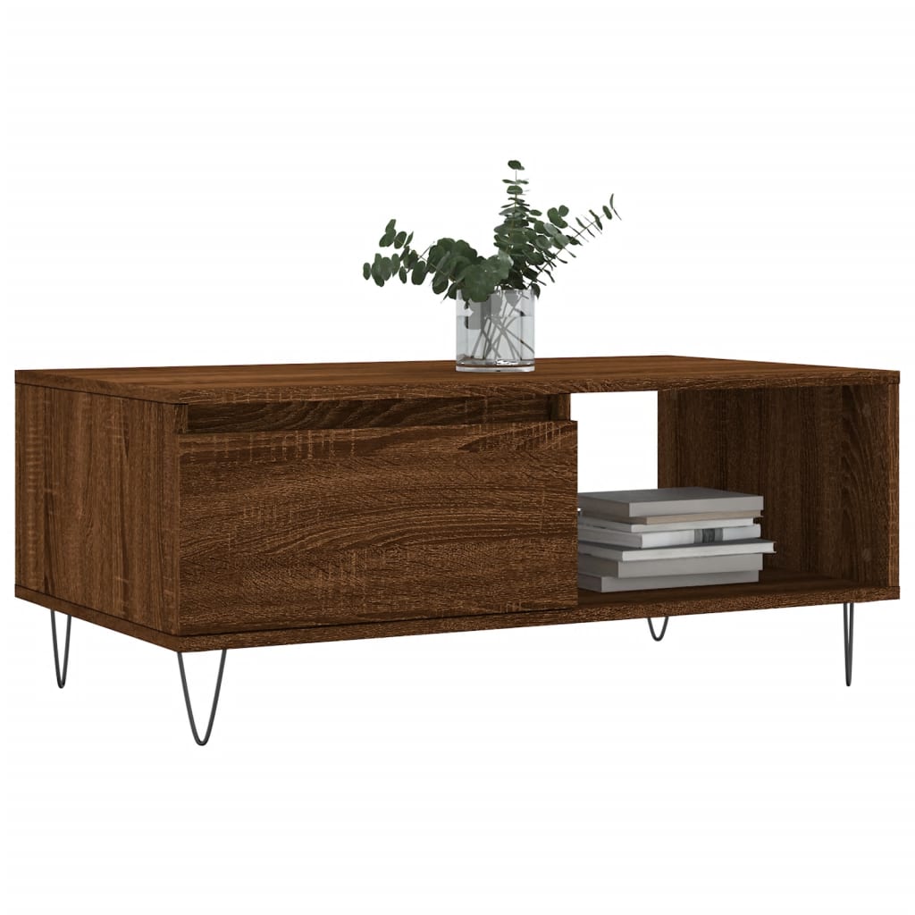 vidaXL Măsuță de cafea, stejar maro, 90x50x36,5 cm, lemn prelucrat vidaXL Măsuță de cafea, stejar maro, 90x50x36,5 cm, lemn prelucrat