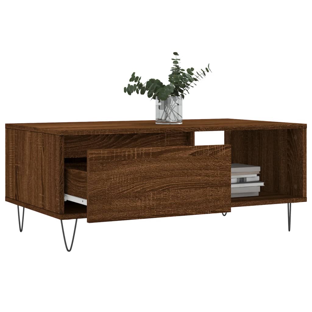 vidaXL Măsuță de cafea, stejar maro, 90x50x36,5 cm, lemn prelucrat vidaXL Măsuță de cafea, stejar maro, 90x50x36,5 cm, lemn prelucrat
