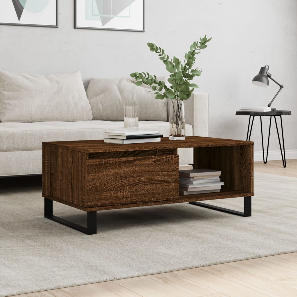 vidaXL Măsuță de cafea, stejar maro, 90x50x36,5 cm, lemn prelucrat vidaXL Măsuță de cafea, stejar maro, 90x50x36,5 cm, lemn prelucrat