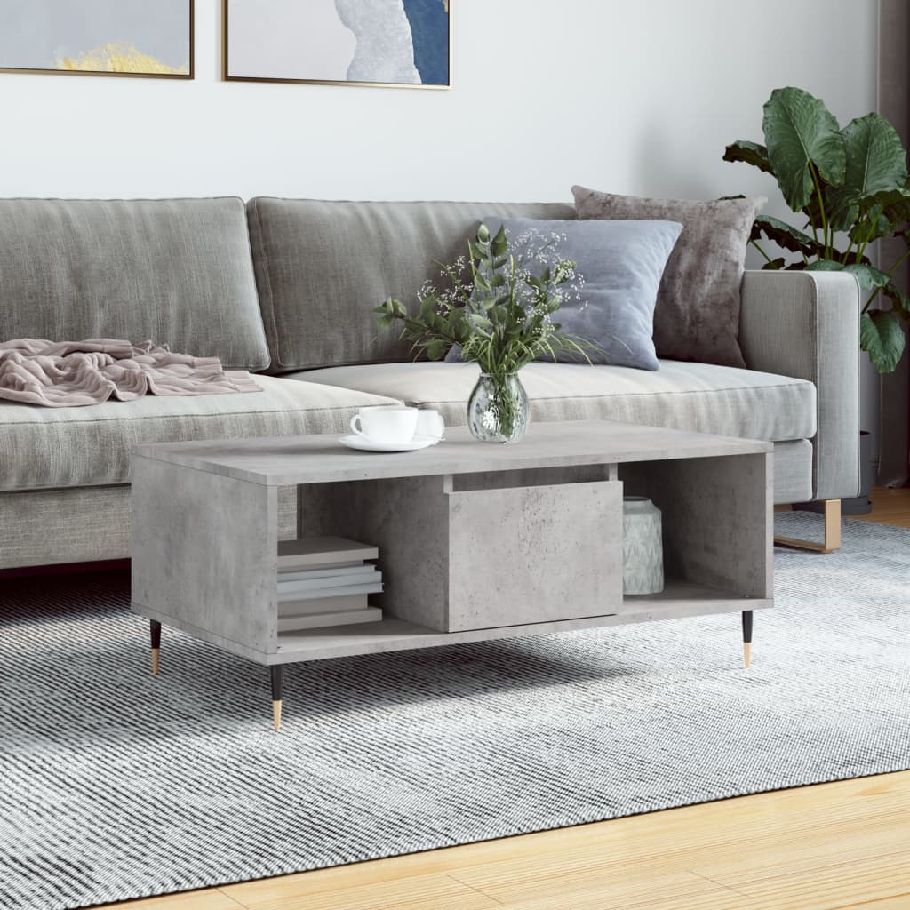 vidaXL Măsuță de cafea, gri beton, 90x50x36,5 cm, lemn compozit vidaXL Măsuță de cafea, gri beton, 90x50x36,5 cm, lemn compozit