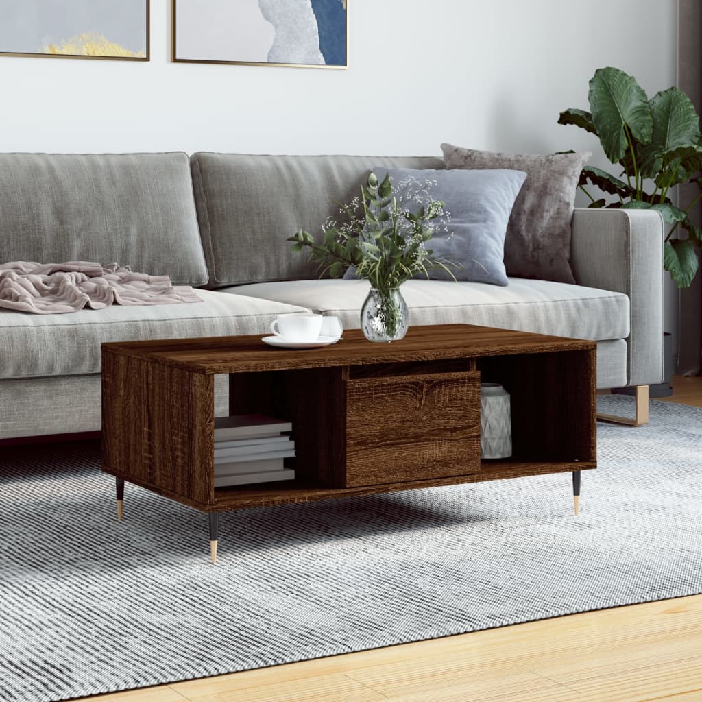 vidaXL Măsuță de cafea, stejar maro, 90x50x36,5 cm, lemn prelucrat vidaXL Măsuță de cafea, stejar maro, 90x50x36,5 cm, lemn prelucrat