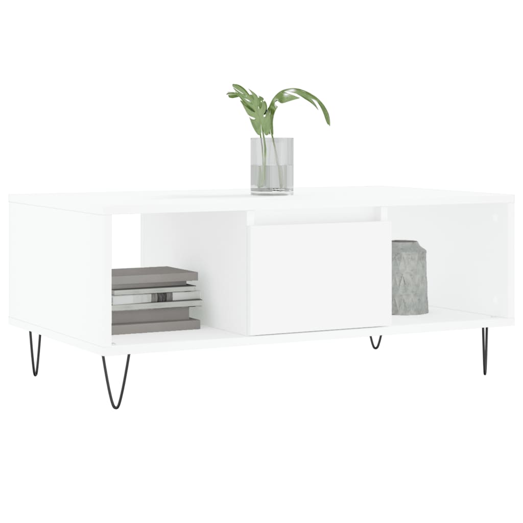 vidaXL Măsuță de cafea, alb, 90x50x36,5 cm, lemn prelucrat vidaXL Măsuță de cafea, alb, 90x50x36,5 cm, lemn prelucrat