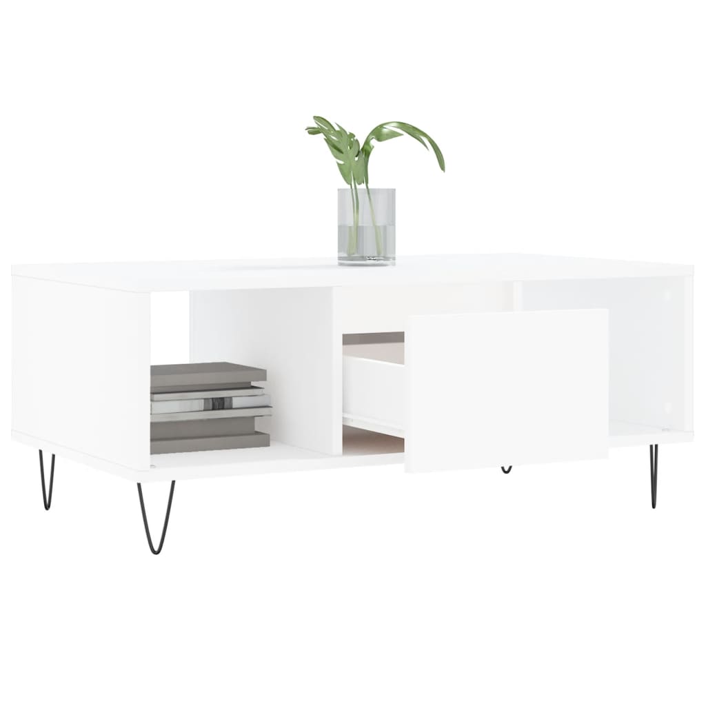 vidaXL Măsuță de cafea, alb, 90x50x36,5 cm, lemn prelucrat vidaXL Măsuță de cafea, alb, 90x50x36,5 cm, lemn prelucrat