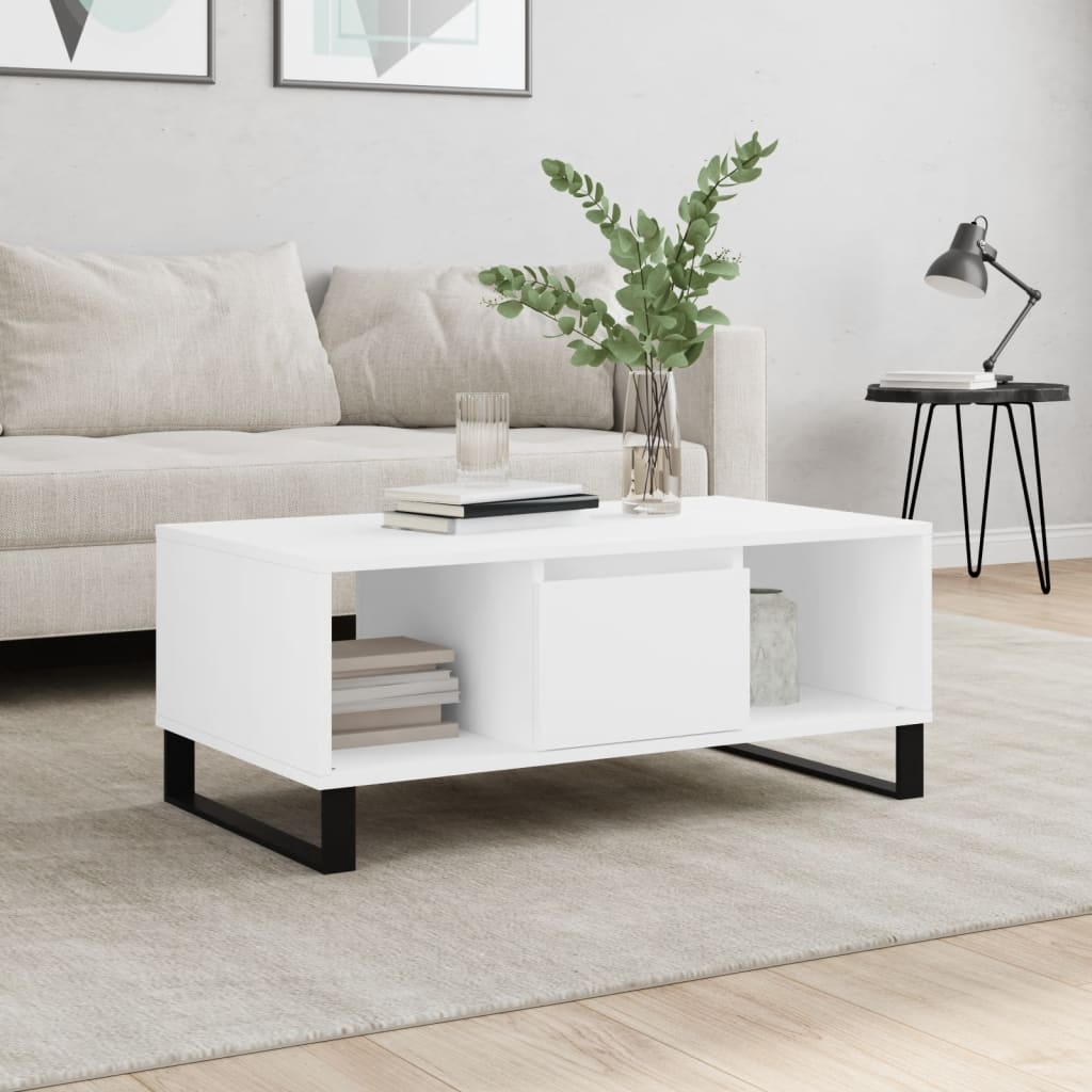 vidaXL Măsuță de cafea, alb, 90x50x36,5 cm, lemn prelucrat vidaXL Măsuță de cafea, alb, 90x50x36,5 cm, lemn prelucrat