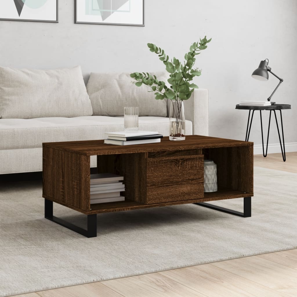 vidaXL Măsuță de cafea, stejar maro, 90x50x36,5 cm, lemn prelucrat vidaXL Măsuță de cafea, stejar maro, 90x50x36,5 cm, lemn prelucrat