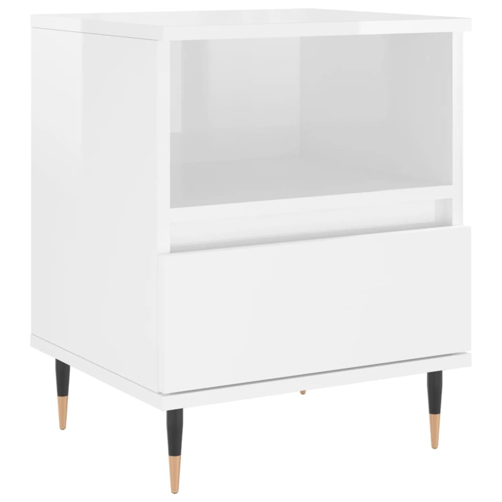 vidaXL Noptiere, 2 buc., alb extralucios, 40x35x50 cm, lemn compozit