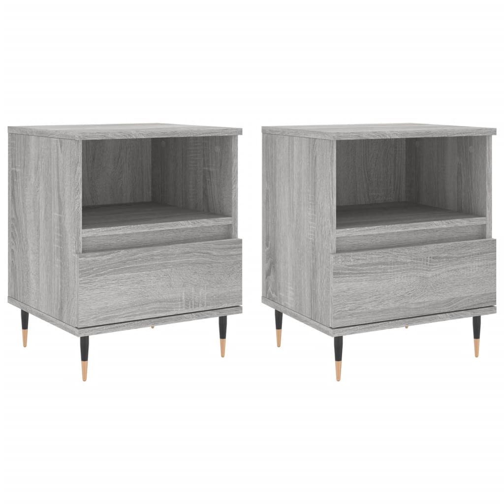 vidaXL Noptiere, 2 buc., gri sonoma, 40x35x50 cm, lemn compozit vidaXL Noptiere, 2 buc., gri sonoma, 40x35x50 cm, lemn compozit