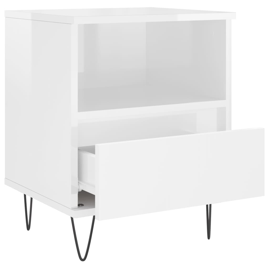 vidaXL Noptiere, 2 buc., alb extralucios, 40x35x50 cm, lemn compozit