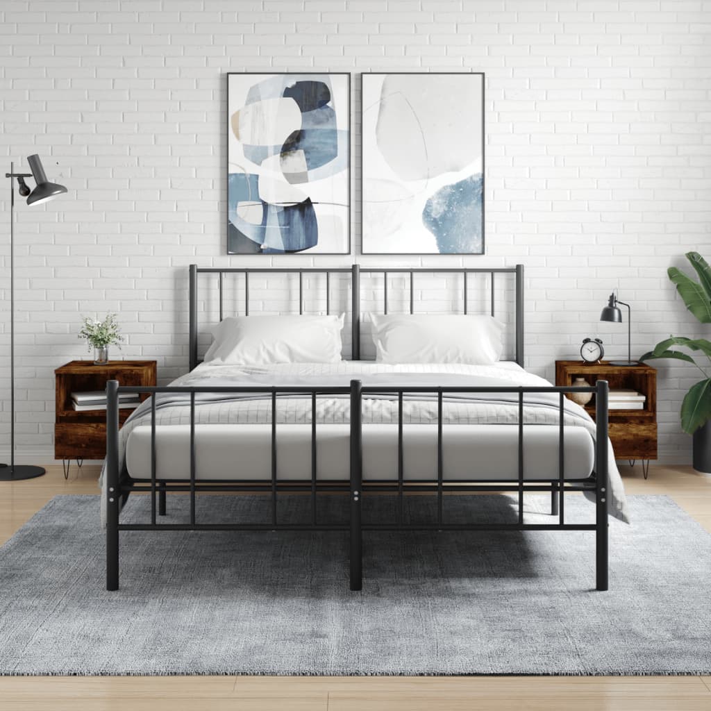 vidaXL Noptiere, 2 buc., stejar fumuriu, 40x35x50 cm, lemn compozit vidaXL Noptiere, 2 buc., stejar fumuriu, 40x35x50 cm, lemn compozit