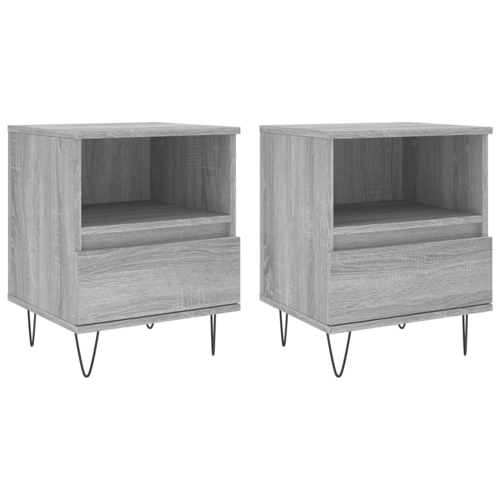 vidaXL Noptiere, 2 buc., gri sonoma, 40x35x50 cm, lemn compozit vidaXL Noptiere, 2 buc., gri sonoma, 40x35x50 cm, lemn compozit