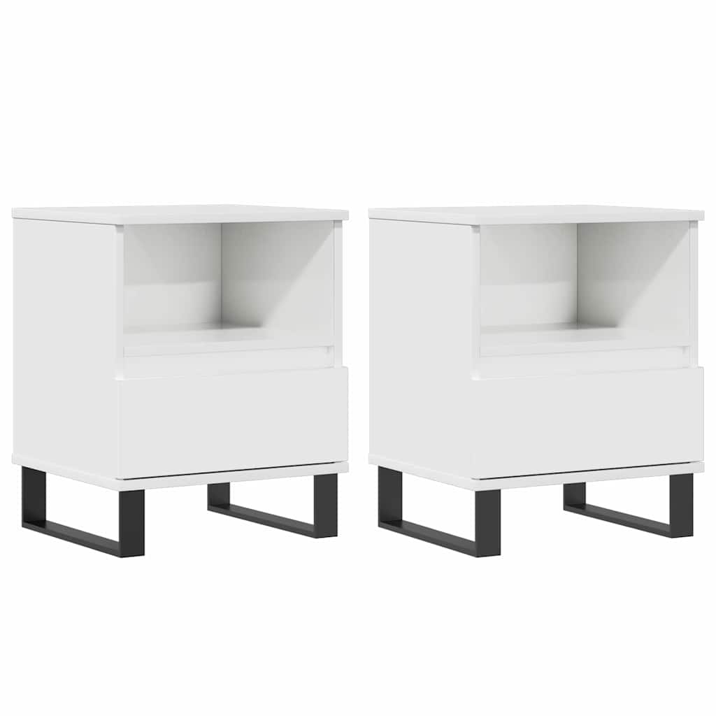 vidaXL Noptiere, 2 buc., alb extralucios, 40x35x50 cm, lemn compozit