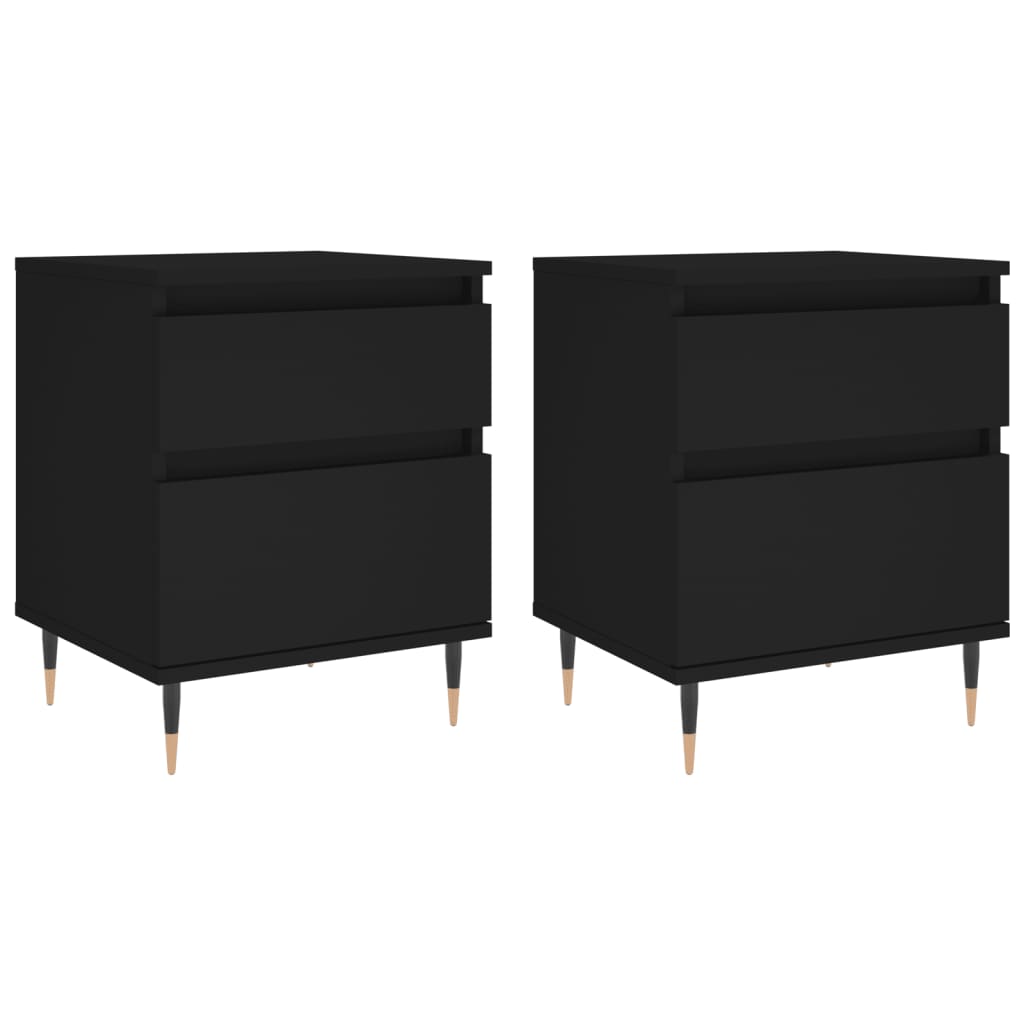 vidaXL Noptiere, 2 buc., negru, 40x35x50 cm, lemn compozit vidaXL Noptiere, 2 buc., negru, 40x35x50 cm, lemn compozit