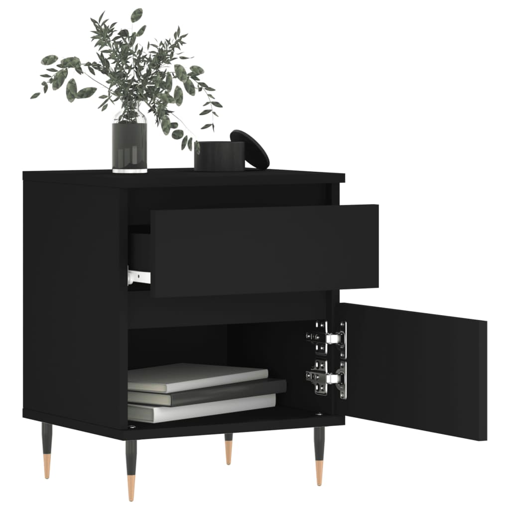 vidaXL Noptiere, 2 buc., negru, 40x35x50 cm, lemn compozit vidaXL Noptiere, 2 buc., negru, 40x35x50 cm, lemn compozit