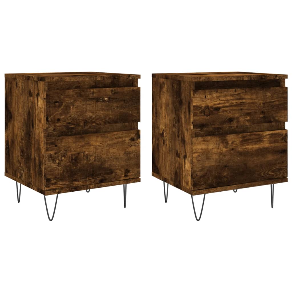 vidaXL Noptiere, 2 buc., stejar fumuriu, 40x35x50 cm, lemn compozit vidaXL Noptiere, 2 buc., stejar fumuriu, 40x35x50 cm, lemn compozit