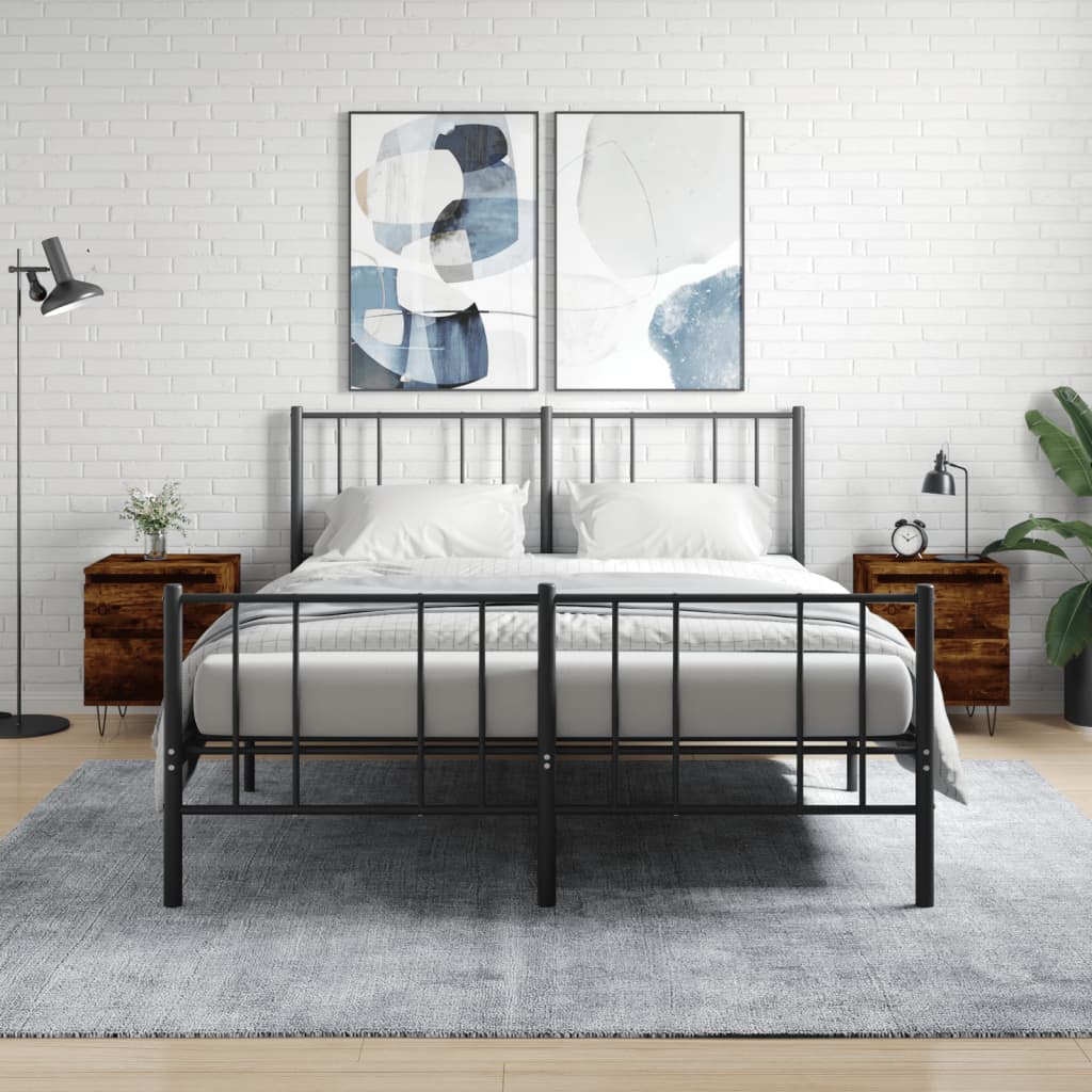 vidaXL Noptiere, 2 buc., stejar fumuriu, 40x35x50 cm, lemn compozit vidaXL Noptiere, 2 buc., stejar fumuriu, 40x35x50 cm, lemn compozit