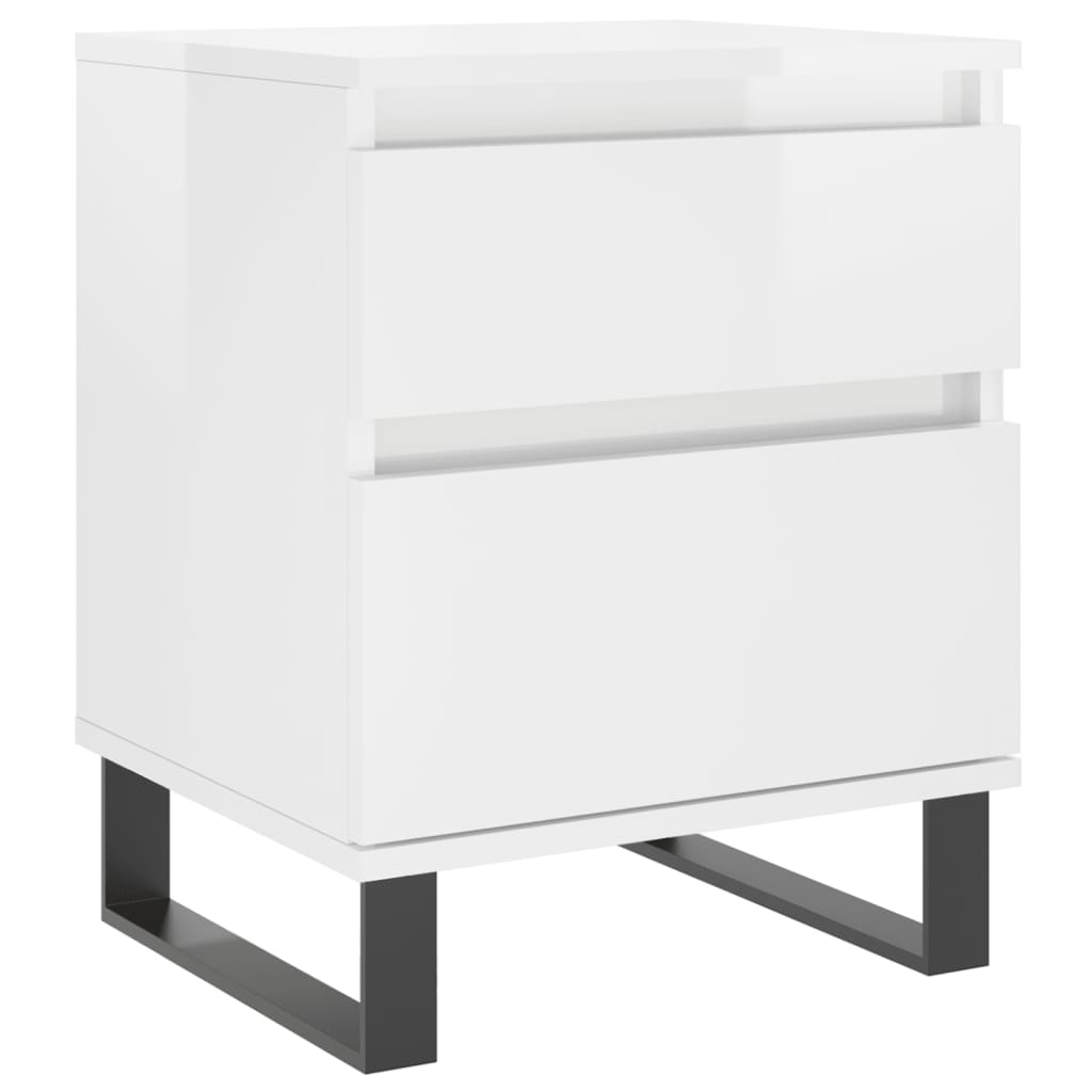 vidaXL Noptiere, 2 buc., alb extralucios, 40x35x50 cm, lemn compozit