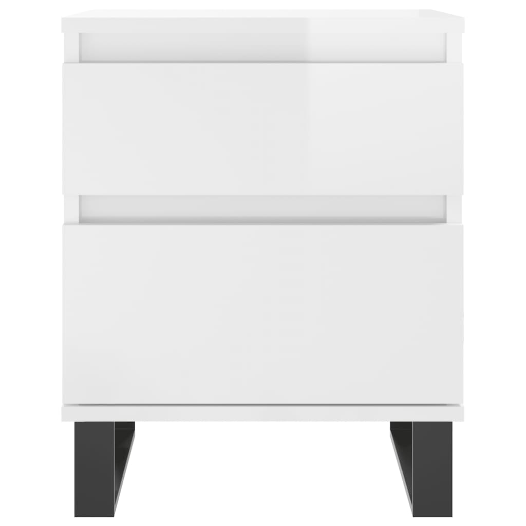 vidaXL Noptiere, 2 buc., alb extralucios, 40x35x50 cm, lemn compozit
