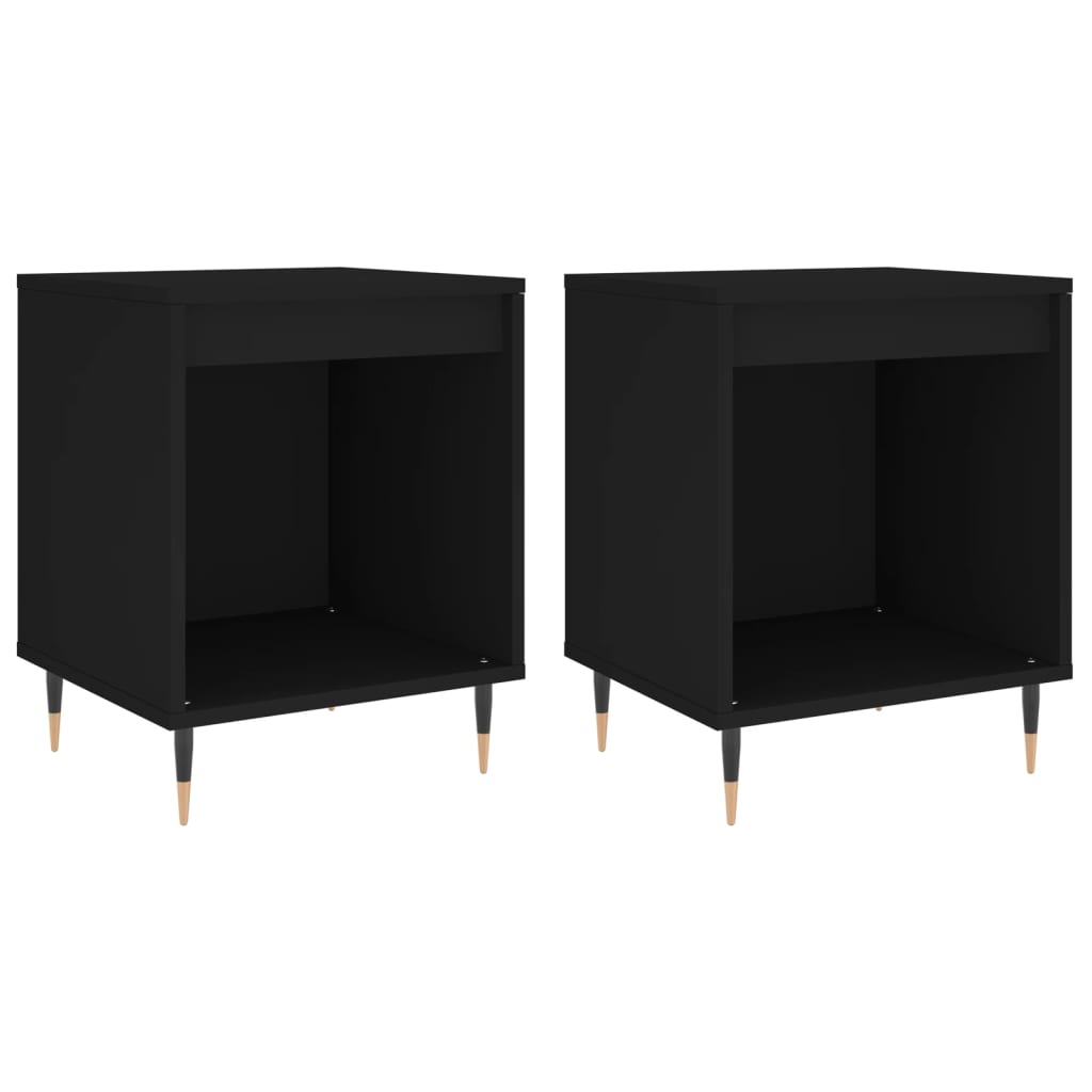 vidaXL Noptiere, 2 buc., negru, 40x35x50 cm, lemn compozit vidaXL Noptiere, 2 buc., negru, 40x35x50 cm, lemn compozit