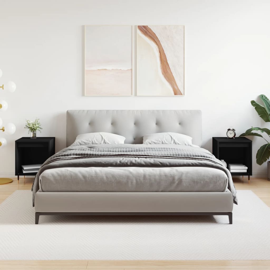 vidaXL Noptiere, 2 buc., negru, 40x35x50 cm, lemn compozit vidaXL Noptiere, 2 buc., negru, 40x35x50 cm, lemn compozit
