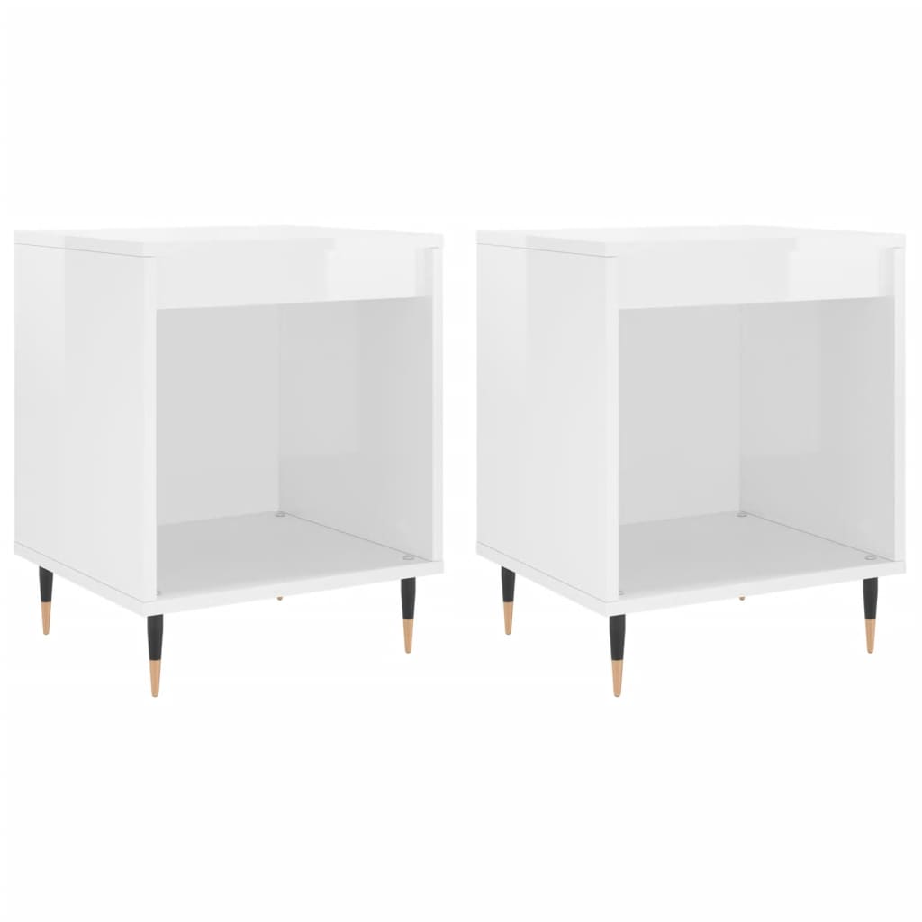 vidaXL Noptiere, 2 buc., alb extralucios, 40x35x50 cm, lemn compozit