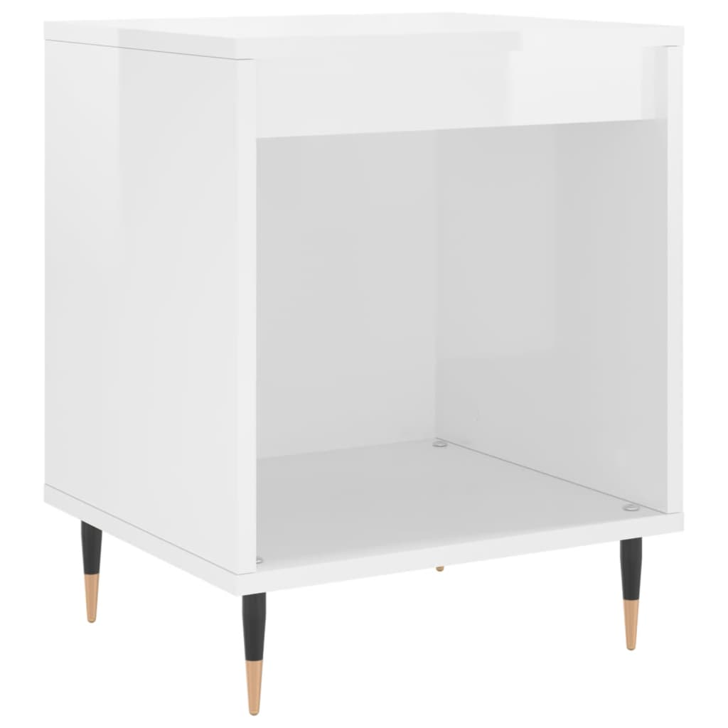 vidaXL Noptiere, 2 buc., alb extralucios, 40x35x50 cm, lemn compozit