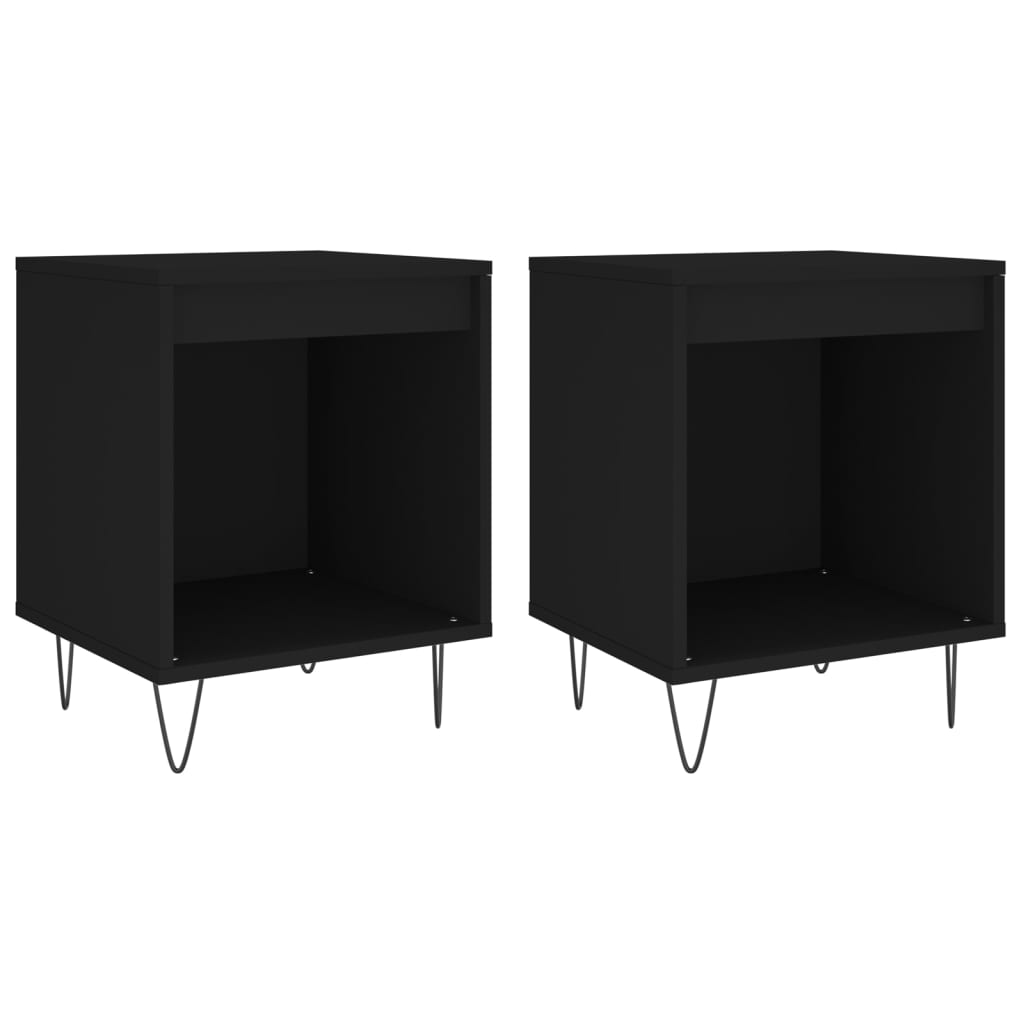 vidaXL Noptiere, 2 buc., negru, 40x35x50 cm, lemn compozit vidaXL Noptiere, 2 buc., negru, 40x35x50 cm, lemn compozit