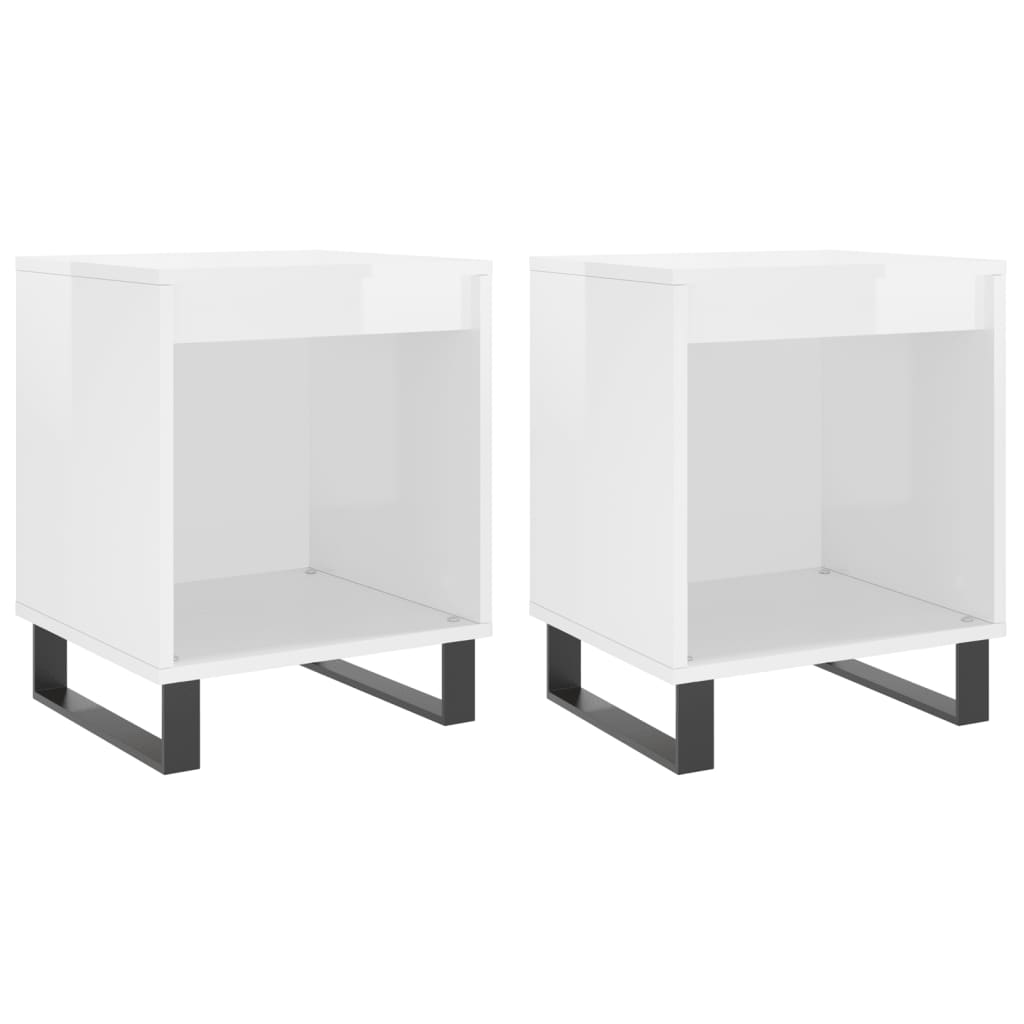 vidaXL Noptiere, 2 buc., alb extralucios, 40x35x50 cm, lemn compozit