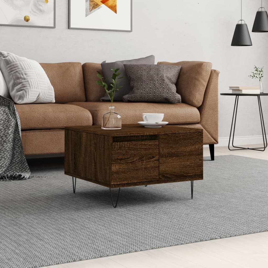 vidaXL Măsuță de cafea, stejar maro, 55x55x36,5 cm, lemn prelucrat vidaXL Măsuță de cafea, stejar maro, 55x55x36,5 cm, lemn prelucrat